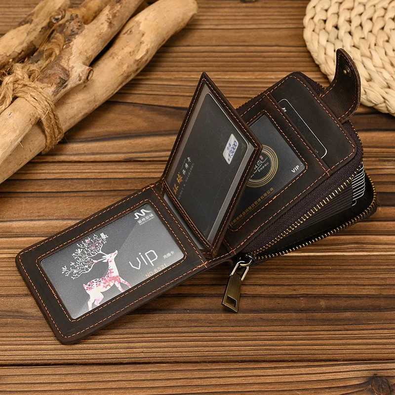 Luufan Genuine Leather Card Holder Purse Cow Leather Case Clutch Wallets Slots For Men Women Mini Slim Short Purse Z250621