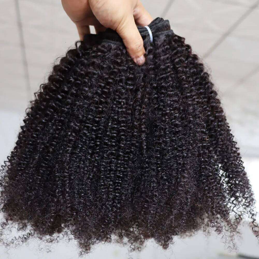 Afro Kinky Curly Weft 100% Extensions 3B 3C Natural Black Curls Virgin Remy Indian Human Hair Bundles Weave Weaving