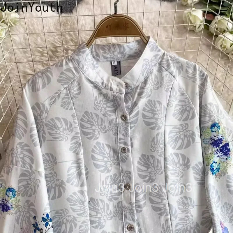 Temperament Robe Femme Vintage Korean Dresses for Women 2025 Vestidos De Mujer Lantern Sleeve Stand Neck A-line Floral Dress