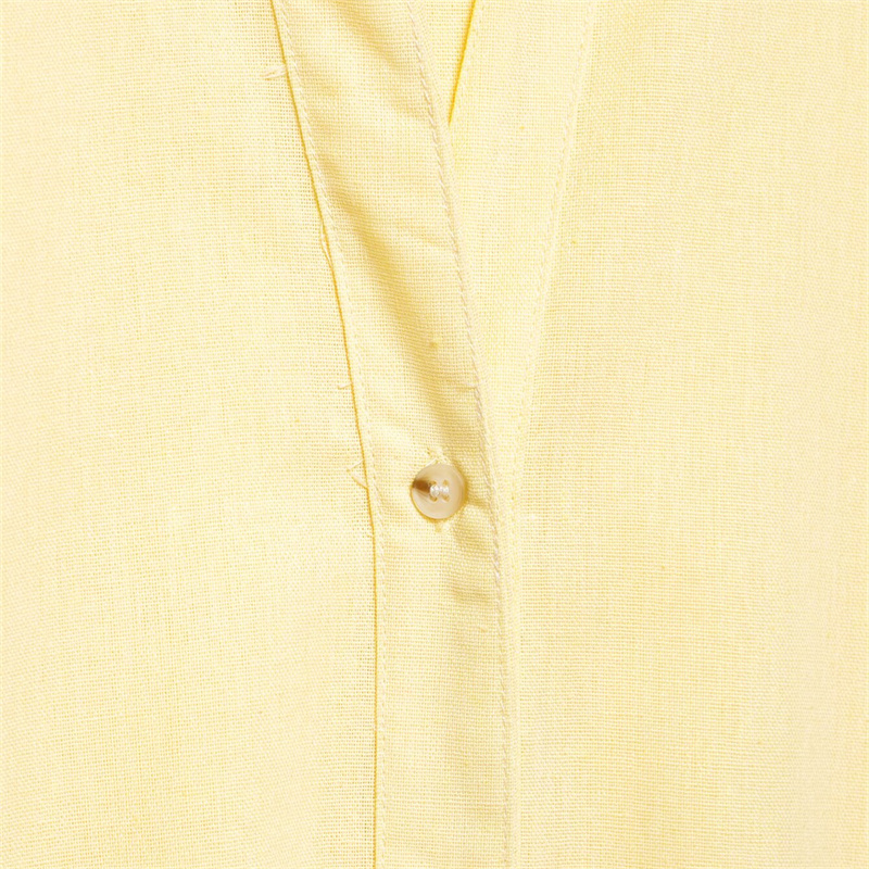 2025 Spring/Summer New Product Casual Women's Wide Sleeve Shirt with Collar and Buckle Solid Color Decoration