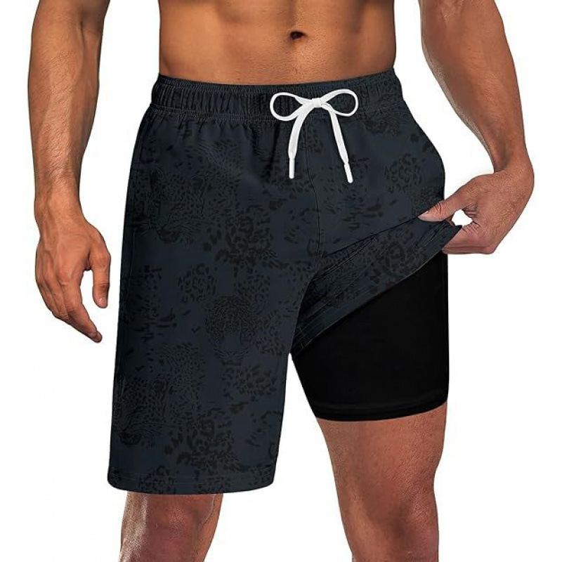 Designer Beach Pants Latest European And American Trend Cross-border Amazon Exclusive Double-layer Beach Shorts Men's Casual Sports Shorts Free S