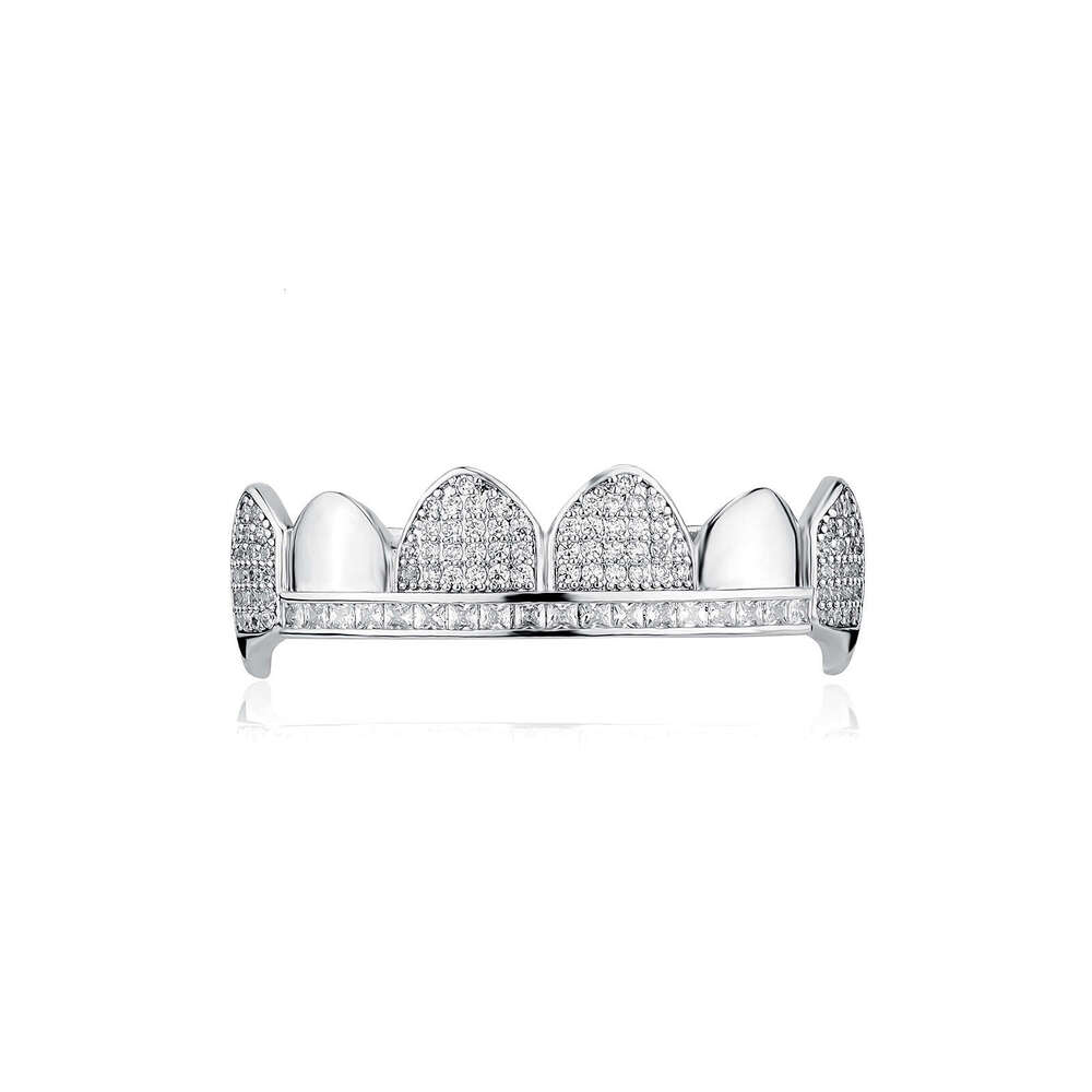 Halloween Fangs Mirror Mixed Full Zircon Teeth Grillz Real Gold Plated TEMU