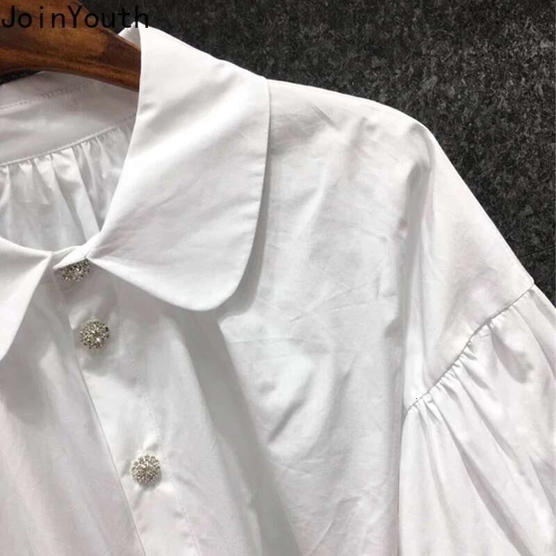 White Blouse for Women Lantern Sleeve Pater Pan Collar Shirts 2025 Blusas Mujer De Moda Fashion Vintage Temperament Blouses Tops