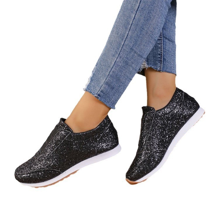 Luxury Brand Designer Shoes Sandals European And American Export Plus Size 2023 Winter New Sequin Cloth Shoes Sports Casual Women's Shoes Shallow