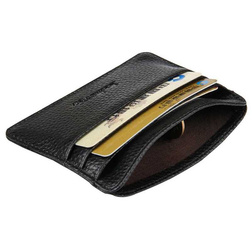 baellerry Mini Mens leather holder id card case thin wallet for women with coin pocket small purse cardholder Z250621