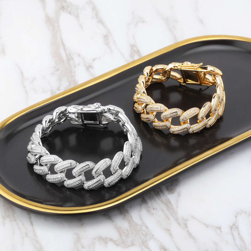 Hip Hop Cuban Chain 18MM Inlaid Bracelet Full Dia Unisex Necklace Trendy Accessories
