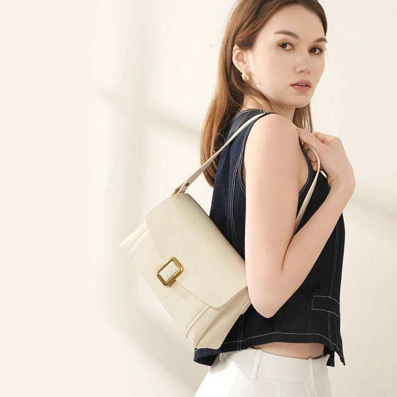DHGM Genuine leather women's high-quality and simple casual cowhide armpit hand-held shoulder bag, crossbody bag