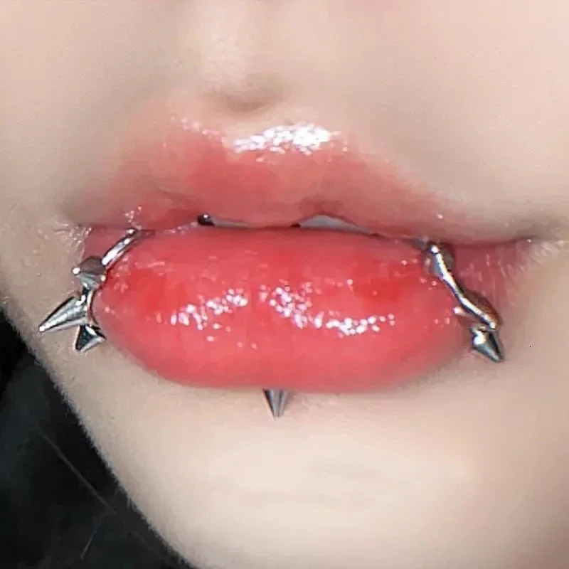 C Shaped Punk Nose Lips Rings Stainless Steel Lip Ring Rivet Clip on Non Body Piercing Hoop Ring for Women Men Non-Pierced 250617