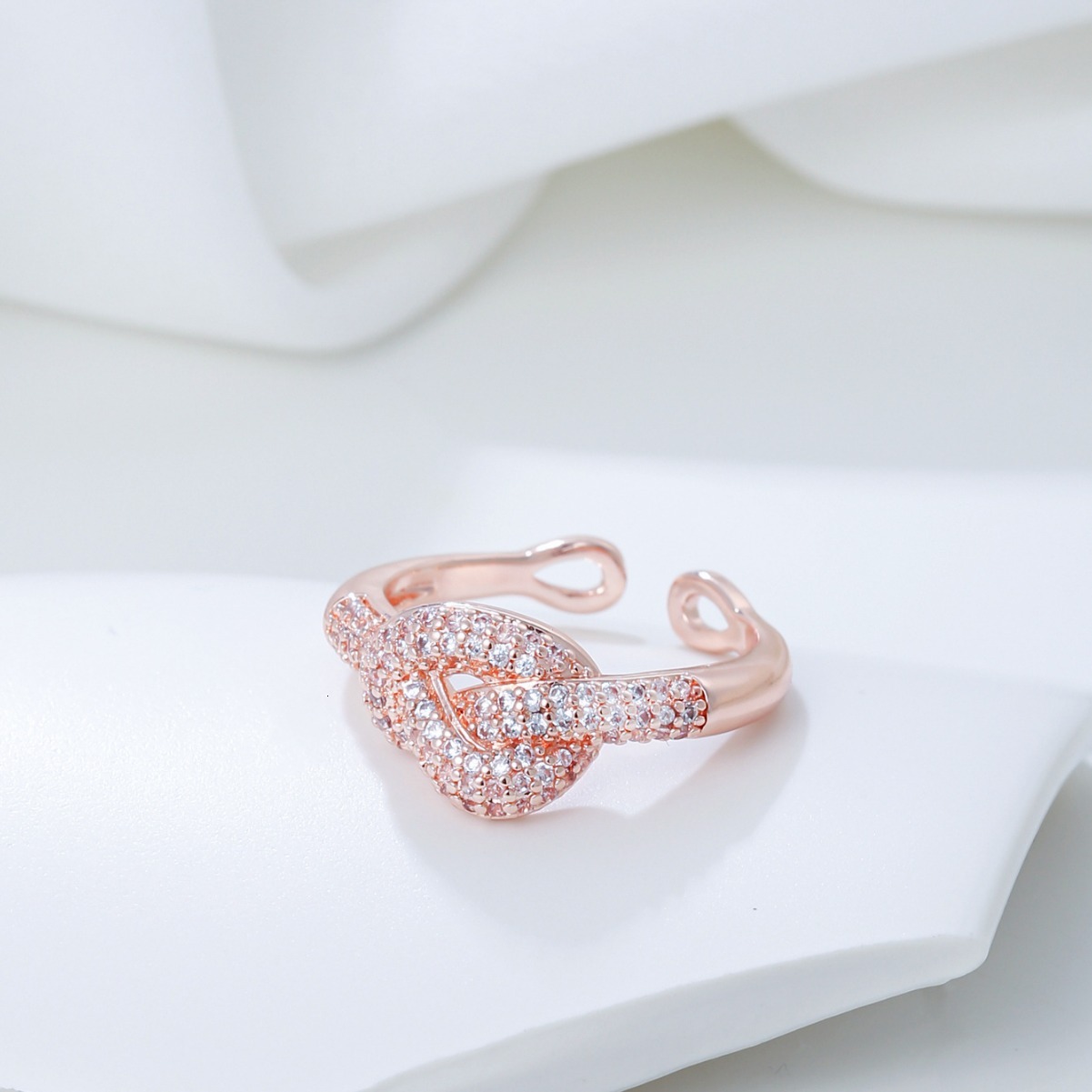 Fresh Sweet Korean Style For Women Inlaid Copper Zircon Wrapped Index Finger Ring