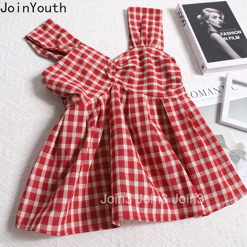 Women's Clothing Floral Vest Tunic Sleeveless Summer Tanks Cute Crop Tops Fashion Korean Sweet Camis Casual Plaid Vintage Top