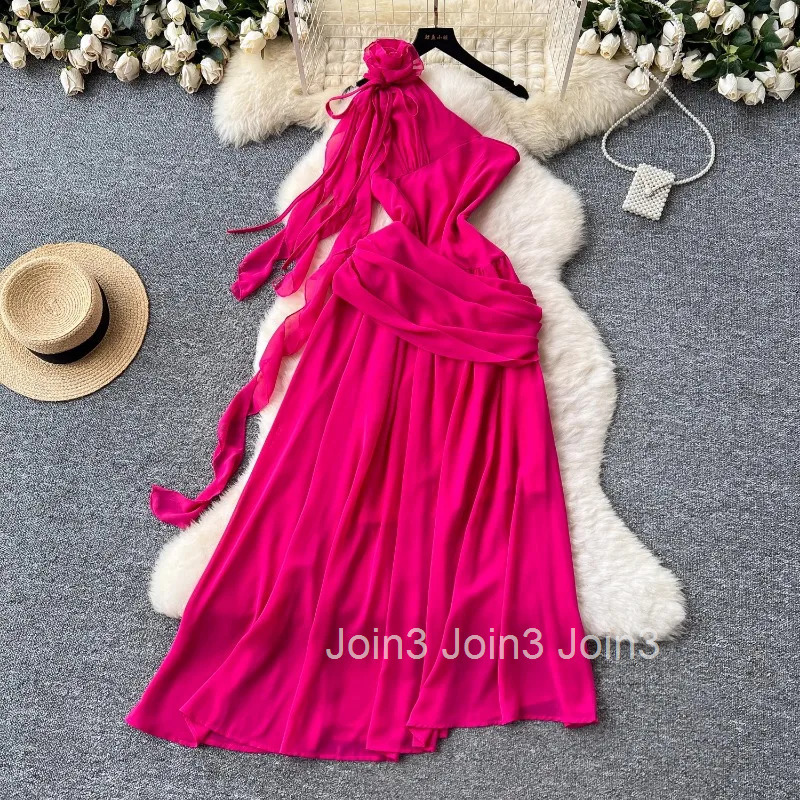 2025 Vestidos De Mujer Maxi Dresses for Women 3D Floral Slim Waist Folds Robe Femme Off Shoulder A-line Irregular Summer Dress