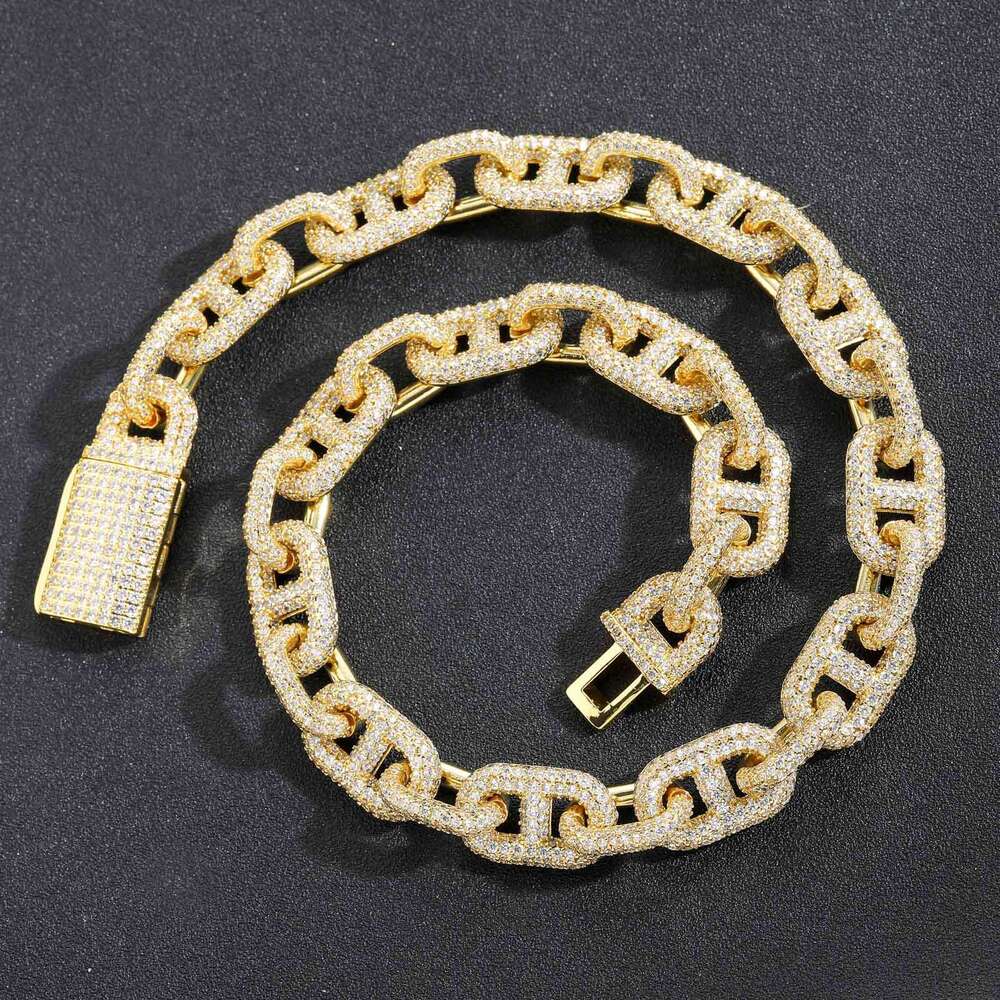 15mm Wide Box Clasp Personality Trendy Men's Rap Pig Nose Hip Hop Collarbone Chain a51b