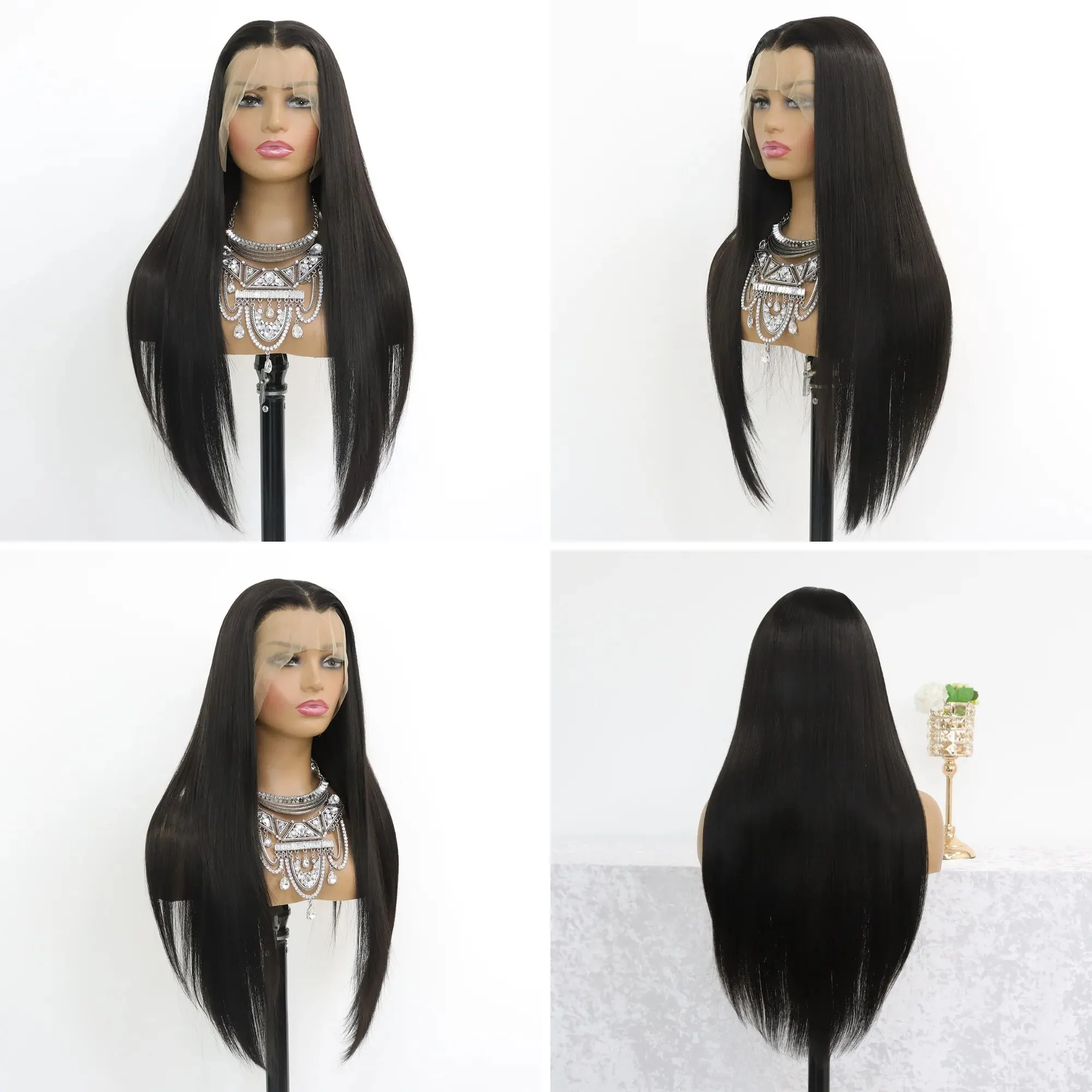 44 Inches 13x4 13x6 HD Transparent Bone Straight Lace Front Wigs 250 Density Brazilian Human Hair Wigs For Black Women Synthetic Front wigs