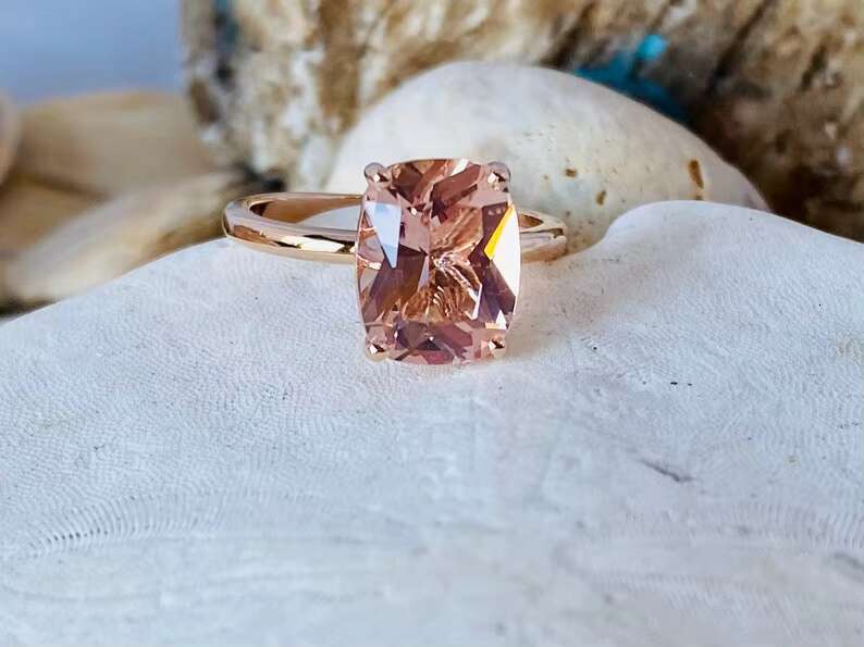 Natural Peach Moissanite Ring 925 Sterling Silver Rose Gold Plated original Gemstone Ring For Men And Women At Wholesale Price