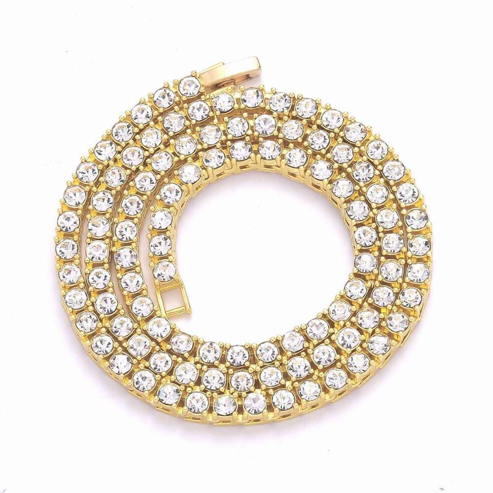 3mm 4mm 5mm 6mm Alloy Rhinestone Row Tennis Chain Personality Hip Hop Necklace a22e
