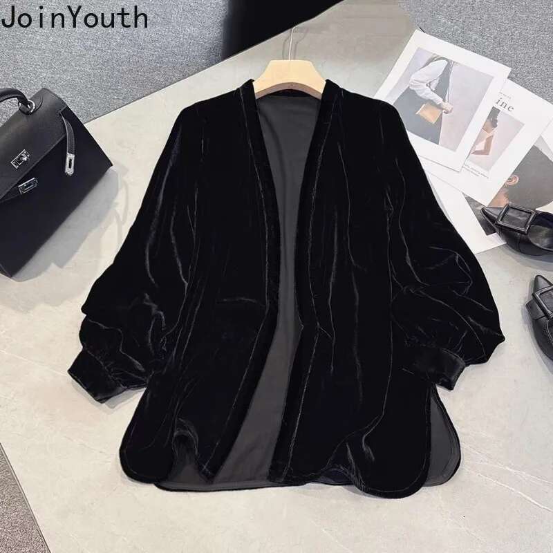 2025 Ropa Mujer Oversized Blouses Womens Clothing Vintage Velvet Shirts Camisas De Mujer Temperament Black Tunic Blouse Tops