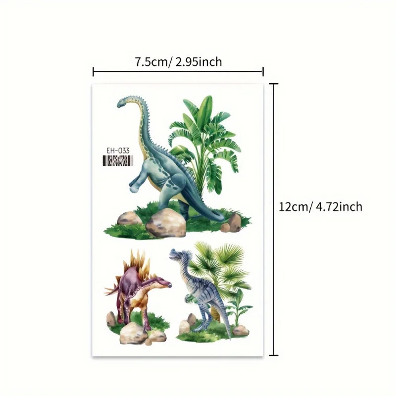12 Zhang 3D Color Dinosaur Temporary Tattoo Sticker Realistic Various Dinosaur Patterns Waterproof and durable25Days 250619