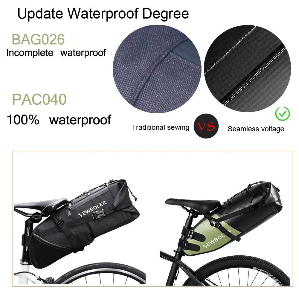 NEWBOLER Bike Waterproof Bicycle Saddle Reflective Large Capacity Foldable Tail Rear Bag Cycling MTB Trunk Pannier Black designer bag