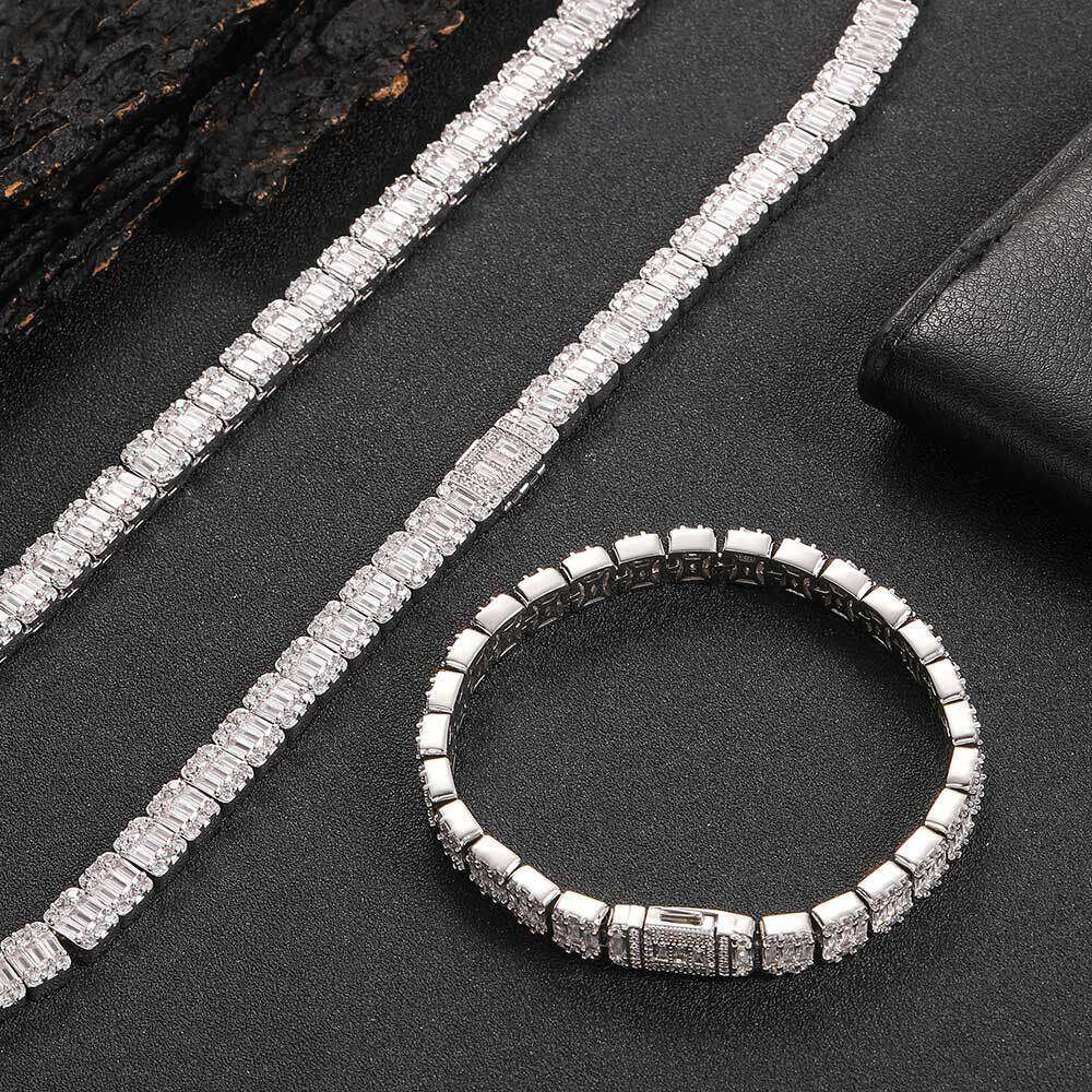 8mm Flip Cover Buckle Mixed Zircon Ice Sugar Chain Necklace Trendy Brand Personality Hip Hop Men's Bracelet Jewelry d321