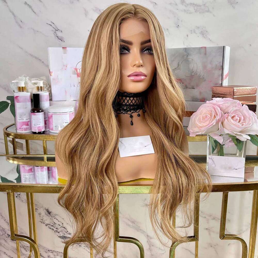 Highlights Honey Blonde Body Wave 13x6 Lace Front Pre Plucked Indian Remy Human Hair 360 Frontal Wigs Bleached Knots