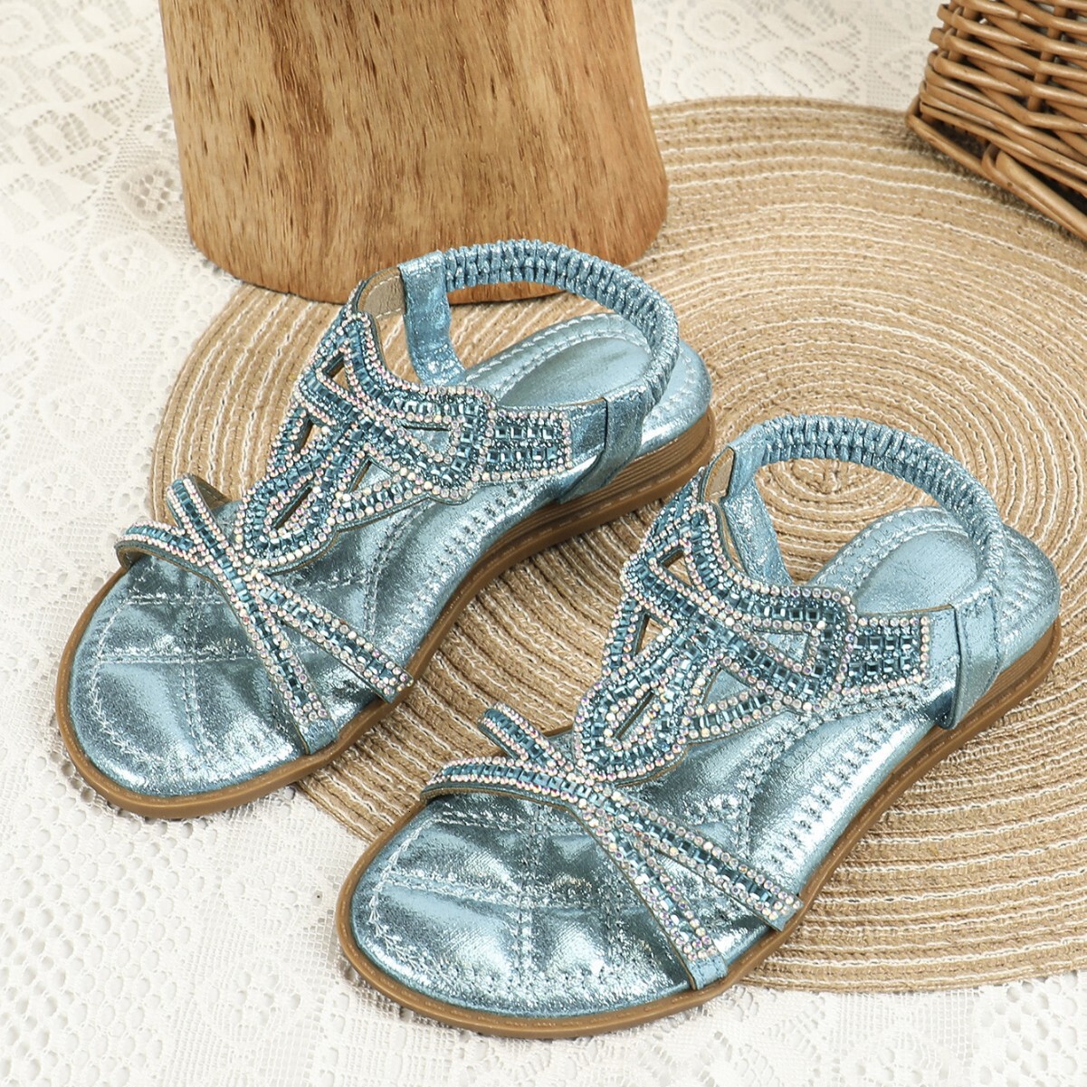 Luxury Brand Designer Shoes Sandals New Summer Bohemian Style Girls' Rhinestone Sandals Soft Sole Fashionable Princess Shoes For Kids And Toddler