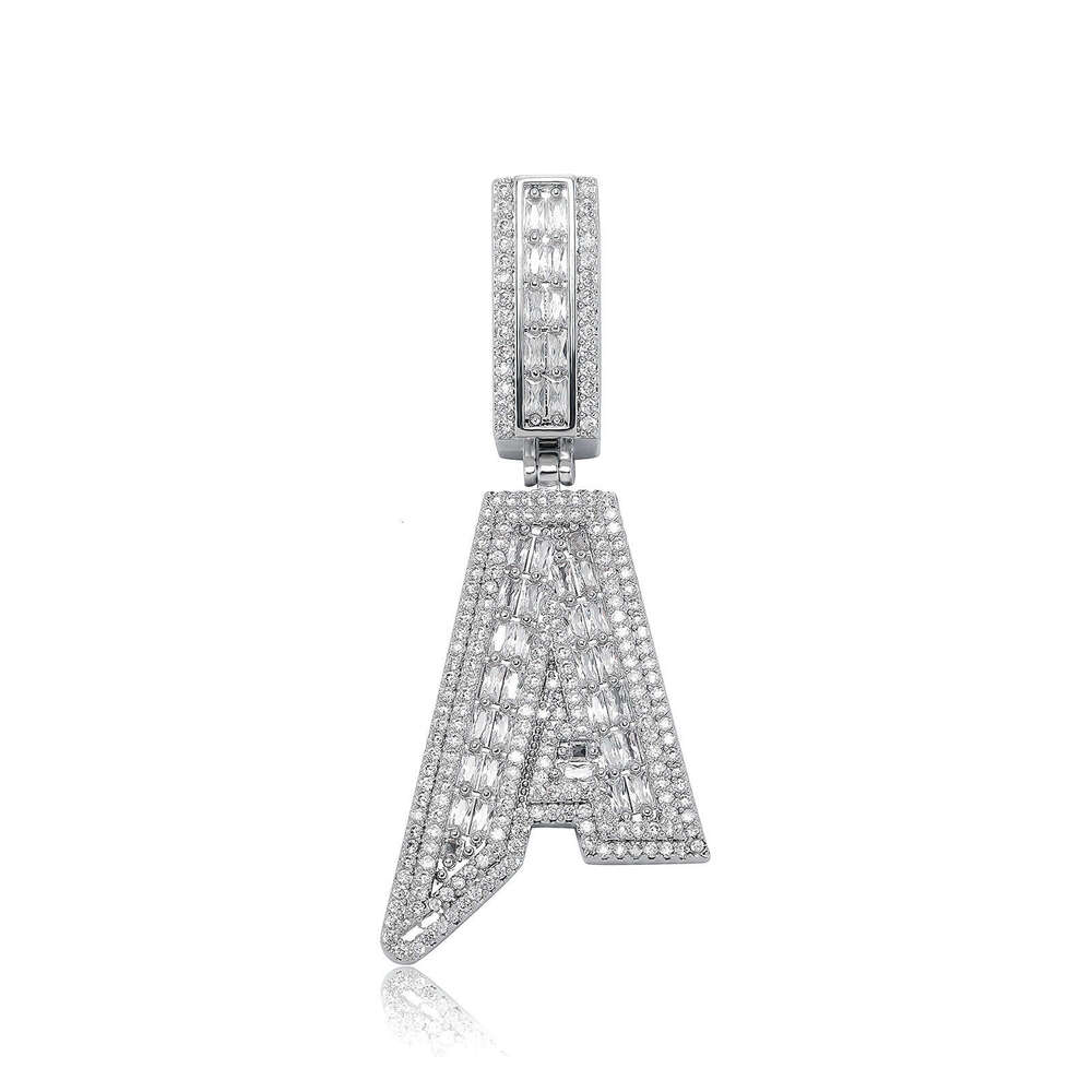 Jin Ao New Hip-Hop Jewelry DIY English Letter Pendant Sharp Double Layer Full Dia Men's Trendy Necklace