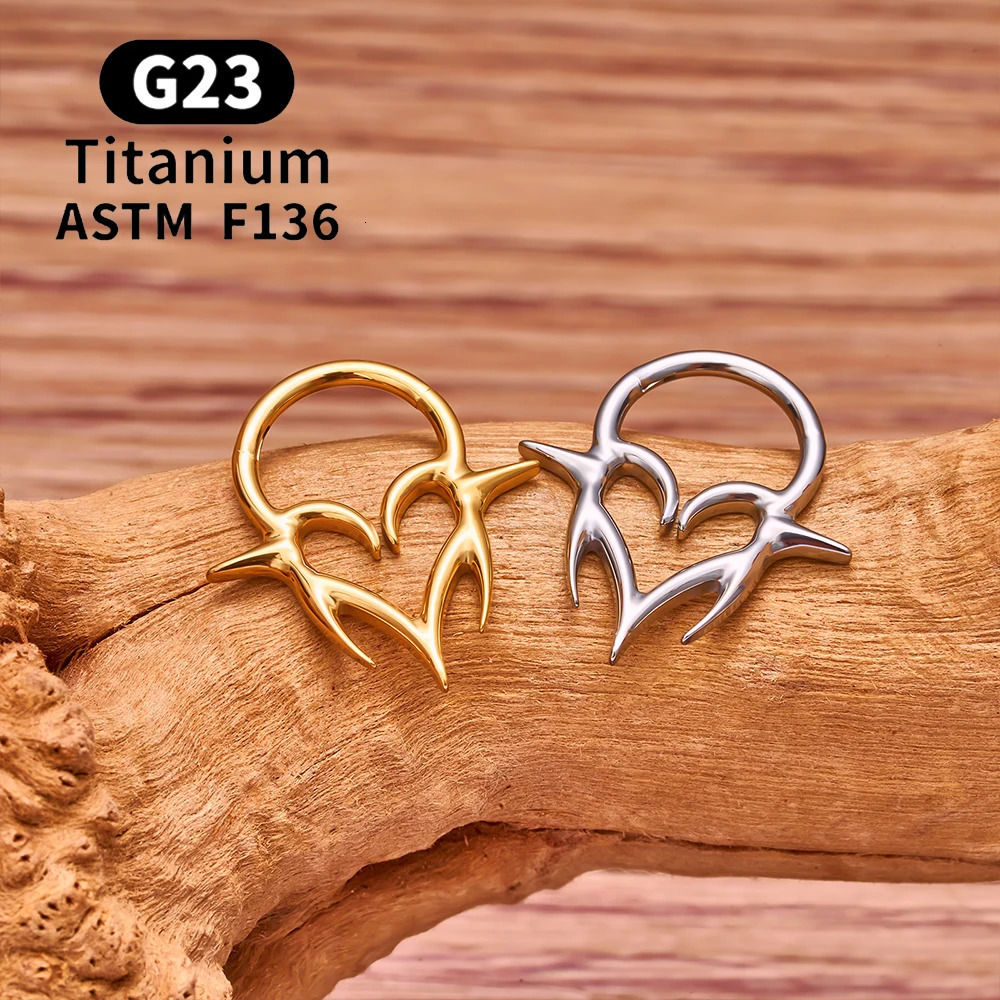 ASTM 36 G23 Piercing Septum Heart Nose Rings 16G Hinged Clicker Tragus Cartilage Helix Earrings Punk Body Jewelry 250613
