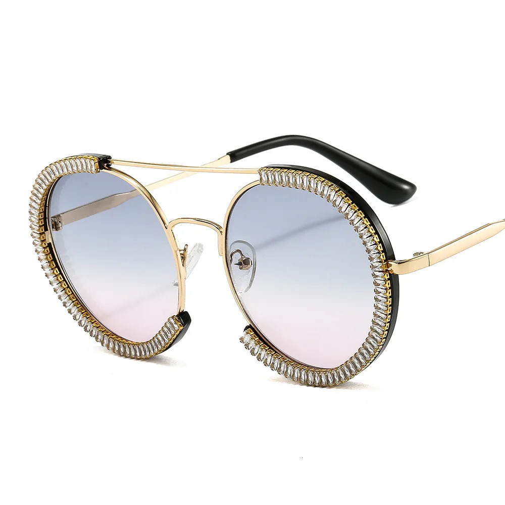 Diamond Round Sunglasse Crystal Blingbling Sun Glasses Men Female Plain Sun Glasses Lunette De Solei Sunglasses 250617