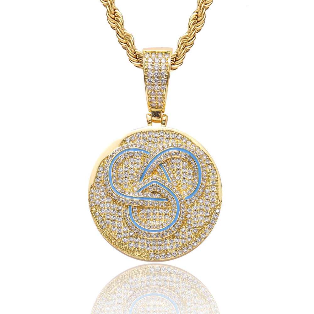 Meisa New GALI Collaboration Small Cake Hip-Hop Micro-Paved Zircon Personality Rap Pendant Trendy Brand Accessory 01c6