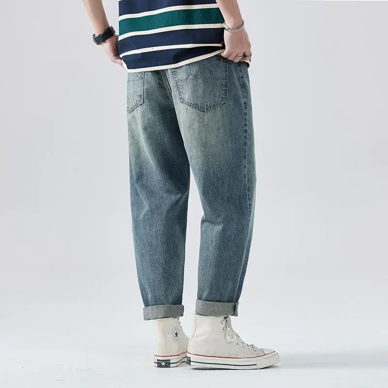 Mens Summer Thin Jeans Loose Tapered Casual Retro Water Male Korean Trousers Trendy Streetwear mens jeans pants 250617