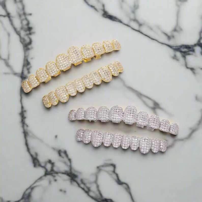 Customized Diamond Moissanite Full Grillz VVS Grade Moissanite Grillz 925 Silver Diamond Grillz Jewelry Gift For Men And Women