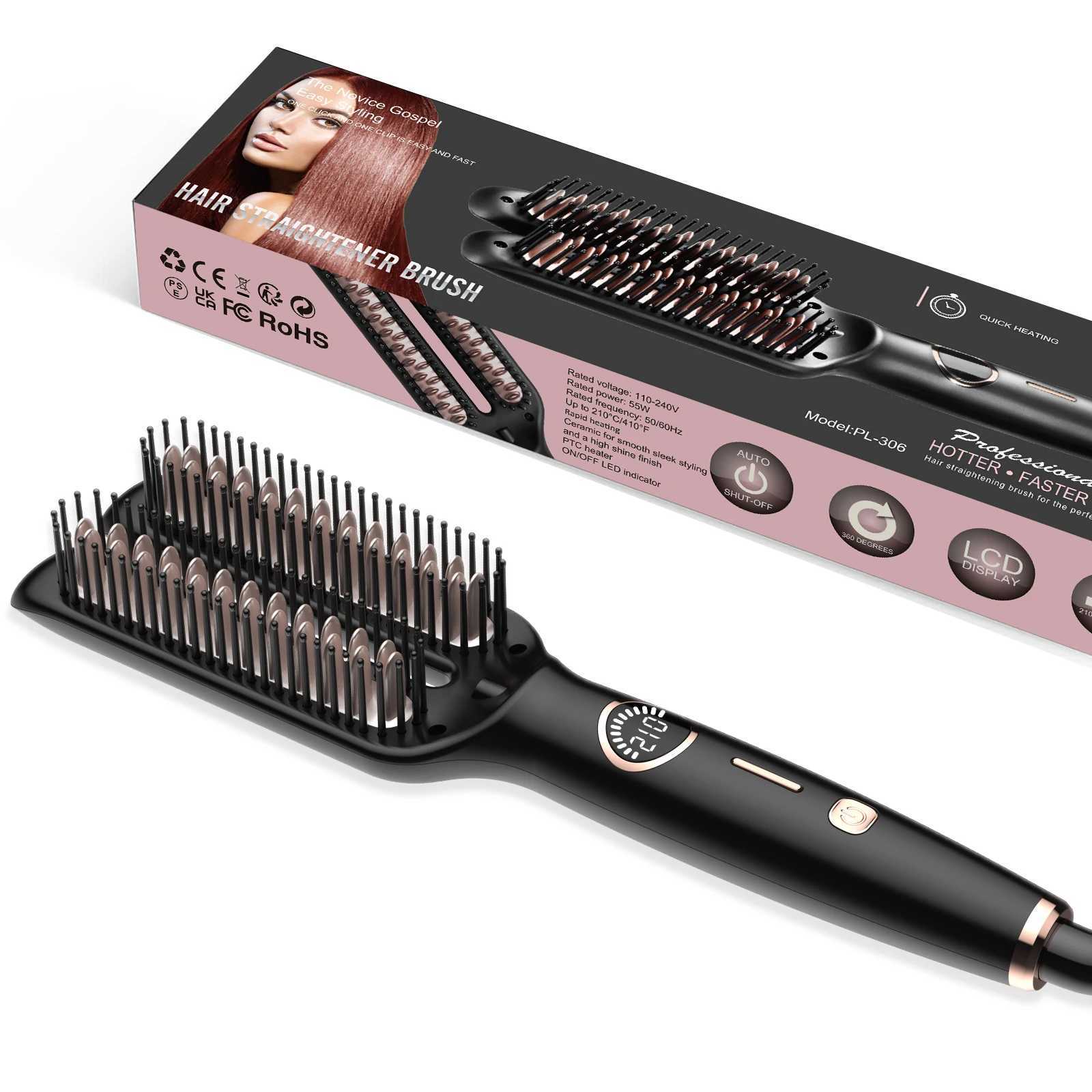 Electric Hair Straightener Brush Professional Fashion Fast Heating Ceramic Hair Straightener Comb Hair Tool Easy to UseXJ250621