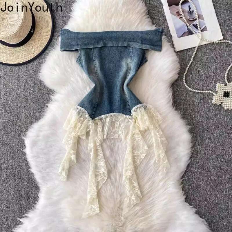 Sexy Vest Womens Clothes Slash Neck Tunic Tees Patchwork Lace Tassel Backless Camis 2025 Ropa Mujer Folds Chic Summer Y2k Tanks