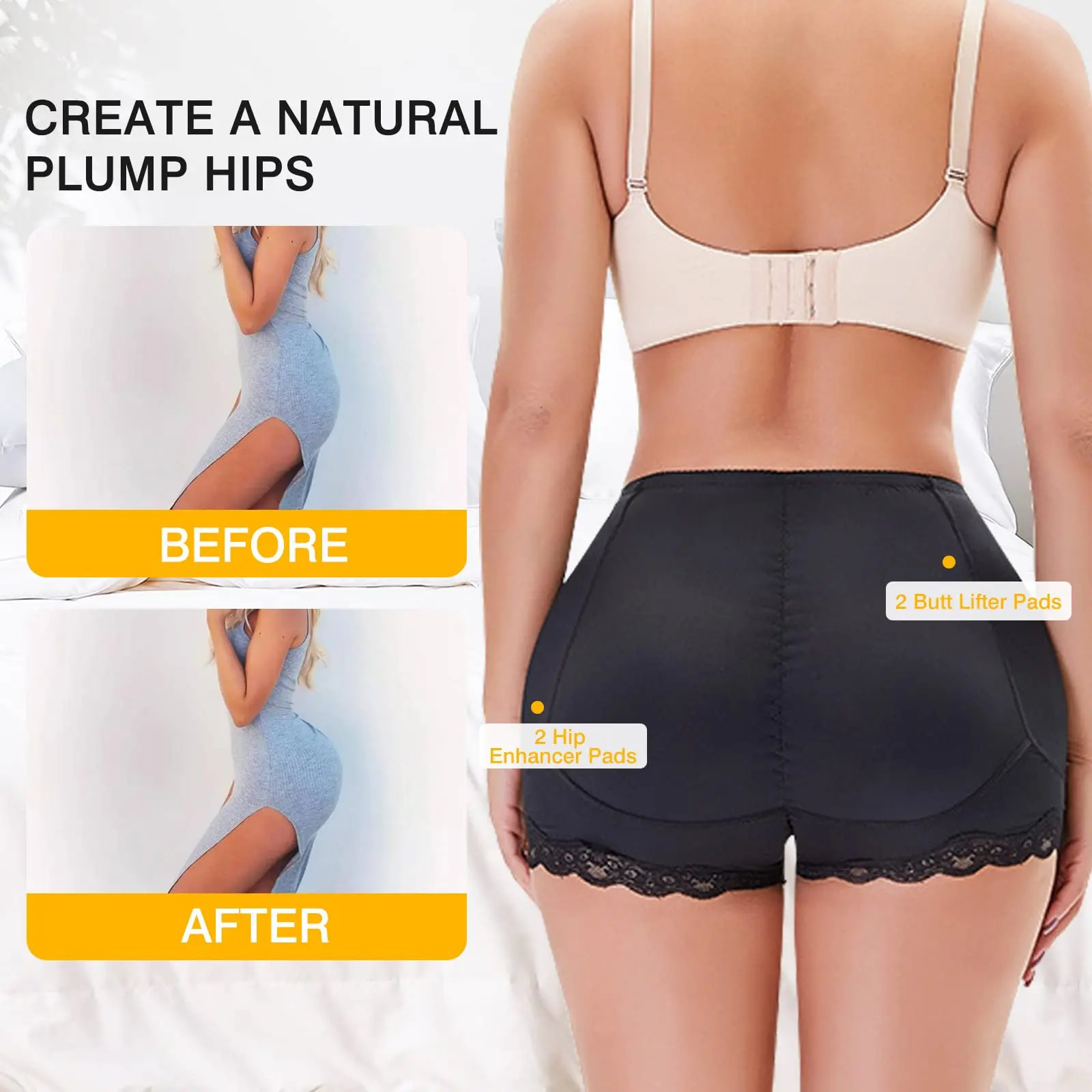 LILVIGOR Padded Underwear for Women Butt Lifter Seamless Booty Pads Butt Enhancer Panties Lace Shapewear shorts 250617