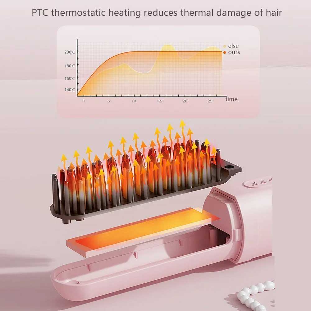 Mini Portable Wireless Hair Straightener Rechargeable Negative Ion Dual-purpose Hair Straightener Curling Iron Hair Style ToolXJ250621