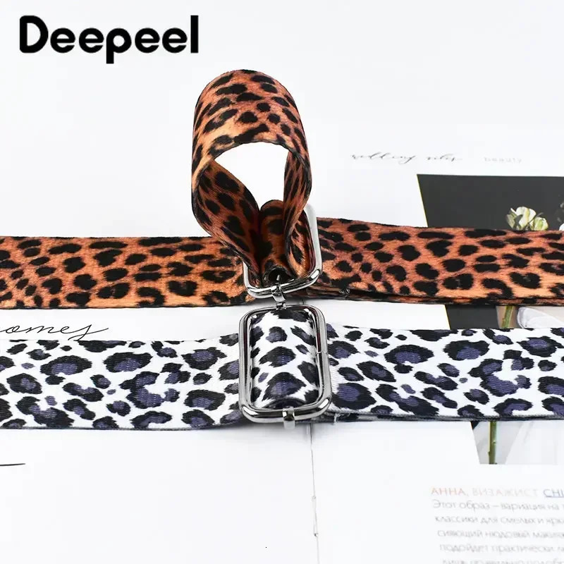 Deepeel 3.8cm Leopard Print Wide Shoulder Straps Wallet Tapes 80-140cm Adjustable Crossbody Womens Long Bags Strap Accessories 250617
