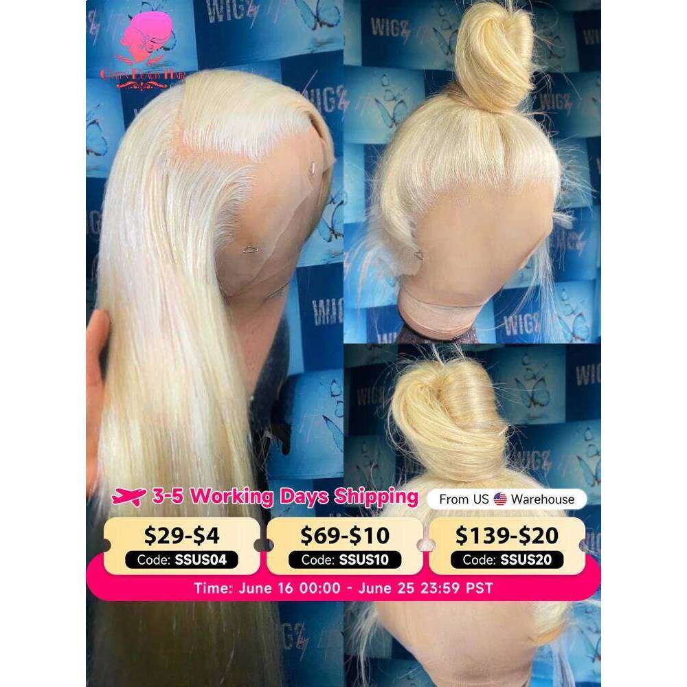 38 Inches 250 Density 360 Straight Frontal Wig 13x4 13x6 Blonde 613 Lace Front Human Hair Wigs For Women