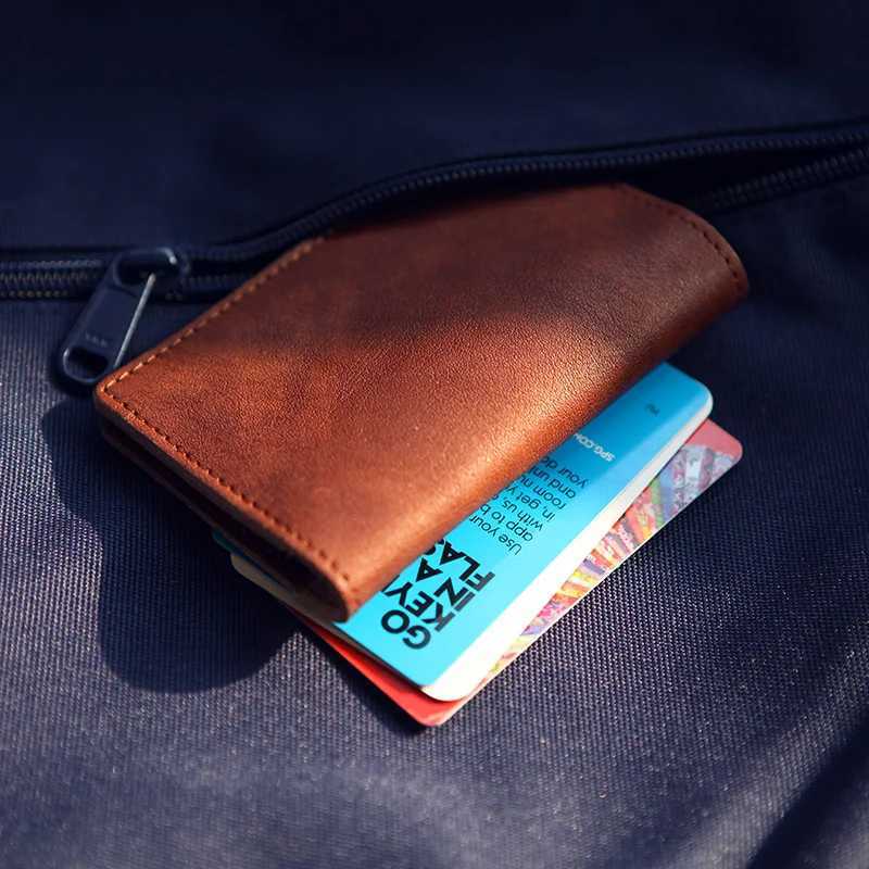 LANSPACE mens leather card holder small case fAshion card id holders Z250621