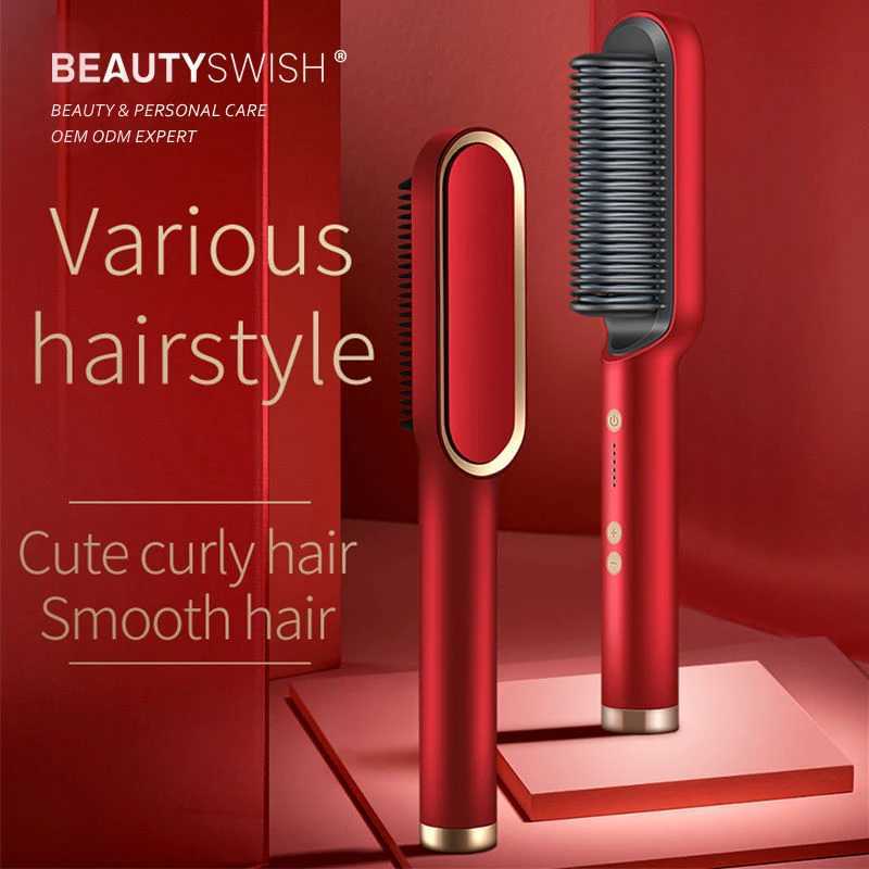 Hair Straightener Hot Comb Curling Iron Multi-speed Electric Straightening Comb Curling Iron Hair Brush 2023 Hot SaleXJ250621