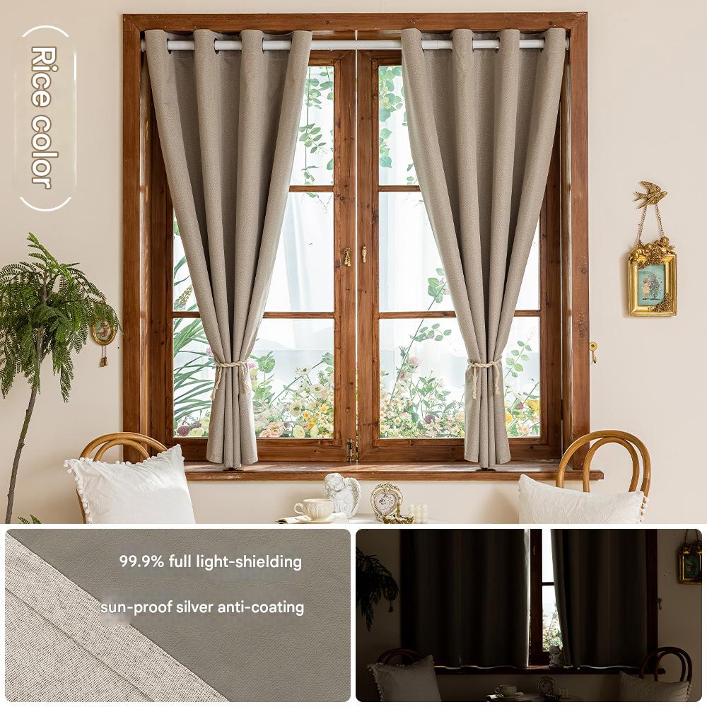 A533 New Full Blackout Heat Insulation Sunshade Curtains Punch-free Installation Simple Rental Room Blackout Curtains Small Curtain