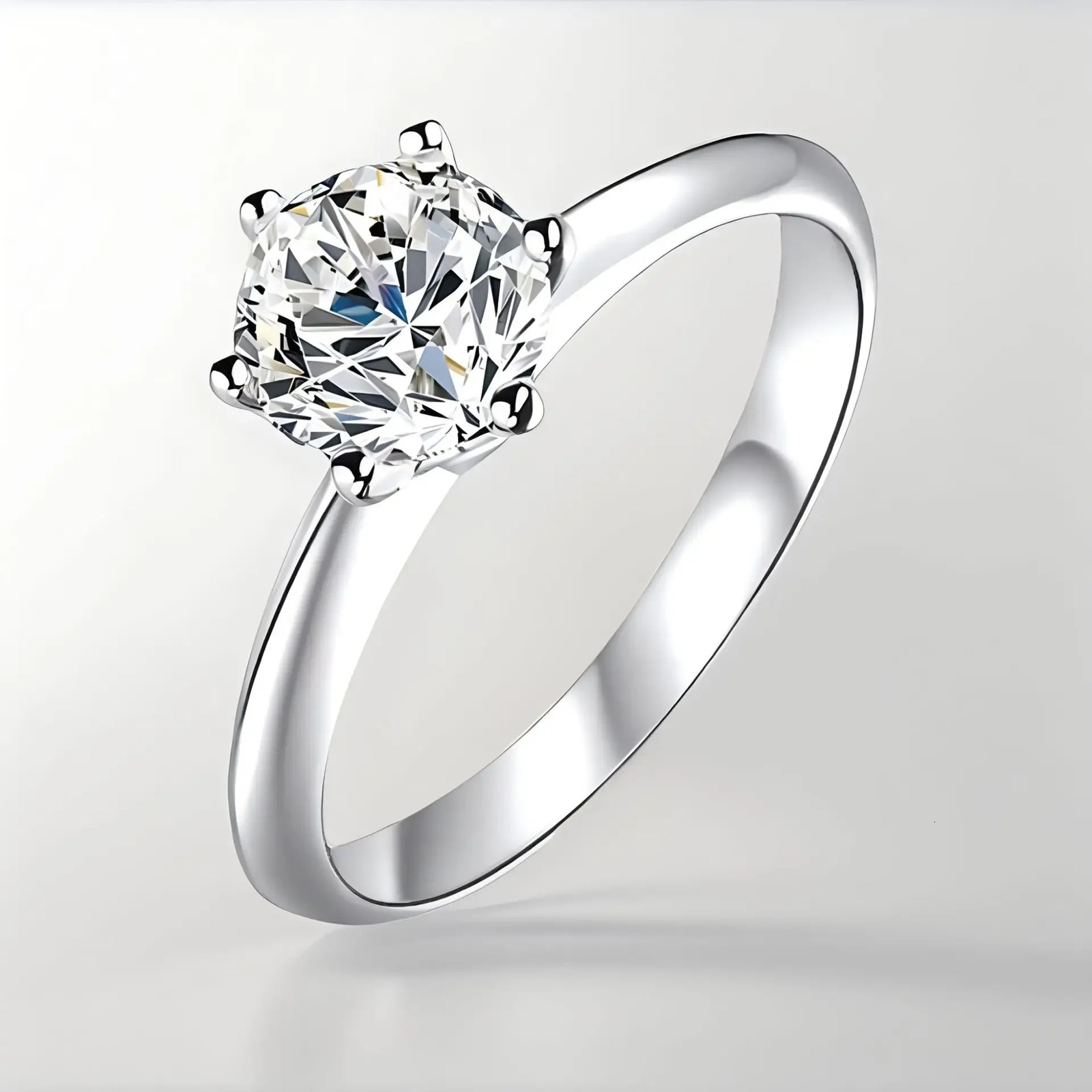 Classic Real 1 D Color Wedding Rings For Women White Gold Plated 100% 925 Sterling Silver Bridal Fine Jewelry 250617