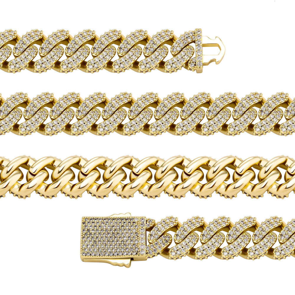 Hip Hop Full Dia Encrypted Rhombus Cuban Men's Necklace Trendy Exaggerated Bold Clavicle Chain Choker Accessories