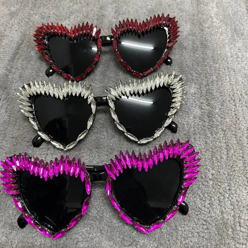 Diamond Sunglasses Sexy Cat eye Triangle Sun Glasses Handmade Party lunette de soleil 250617