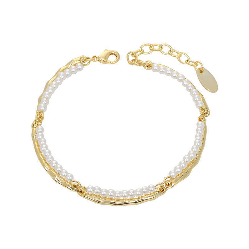 Real Gold Plated Elegant Double Layer for Women, Unique Design Pearl Jewelry, Personalized Simple Versatile Bracelet