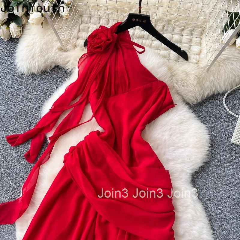 2025 Vestidos De Mujer Maxi Dresses for Women 3D Floral Slim Waist Folds Robe Femme Off Shoulder A-line Irregular Summer Dress