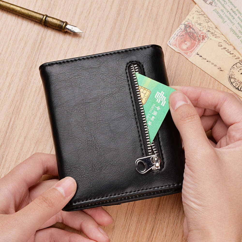 Hot Selling Short Men's Buckle Multi-Card Slot Casual Coin Purse Leather Wallet