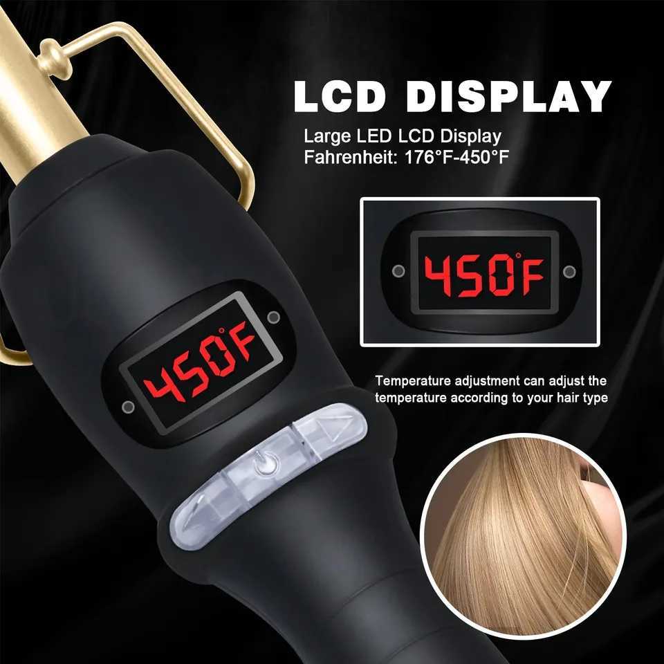 Hot Comb Hair Straightener Heat Pressing Combs LCD Ceramic Curling Iron for Hair Beard Wigs Wet and Dry Hair Styling ToolsXJ250621