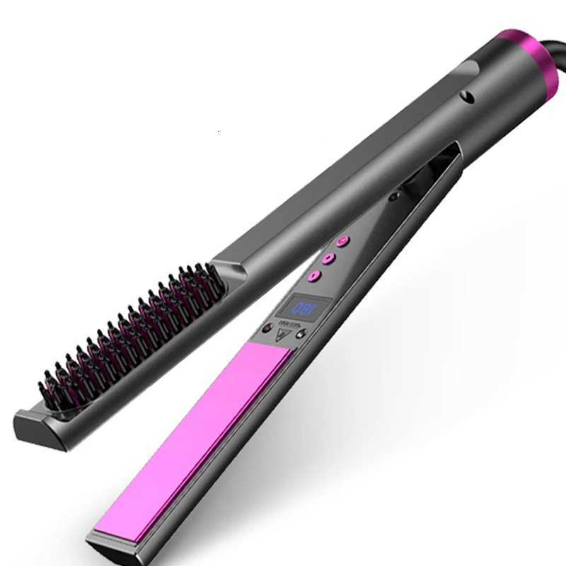 Hot Product Electric Hair Straightener Brush Hair Comb Ceramic Safety 3 in 1 Hair Straightener Curler and CombXJ250621