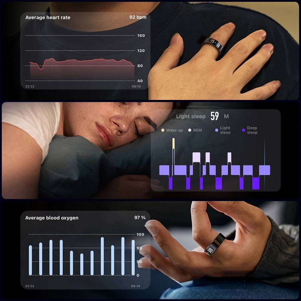 New R12 Smart Ring, Wireless Charging, Display and Touch, Health Manager, Multi Sports Modes For Men Women, Gold, Sier