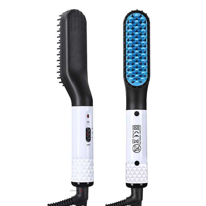 Professional Hot Electric Foldable Beard Straightener Comb for Men Hair Straightening Comb Heated Hair Straightener BrushXJ250621